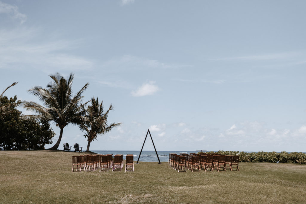 loulu palm outdoor ceremony site with chairs on the beach