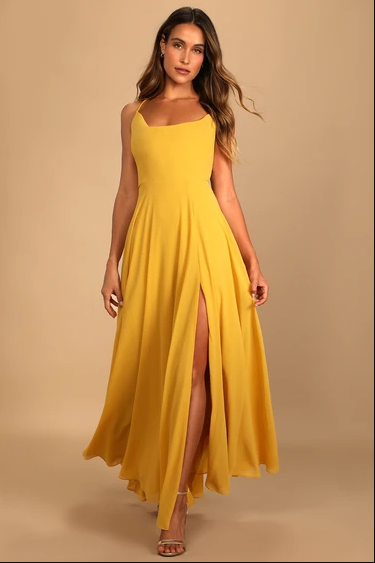 Yellow dress maxi