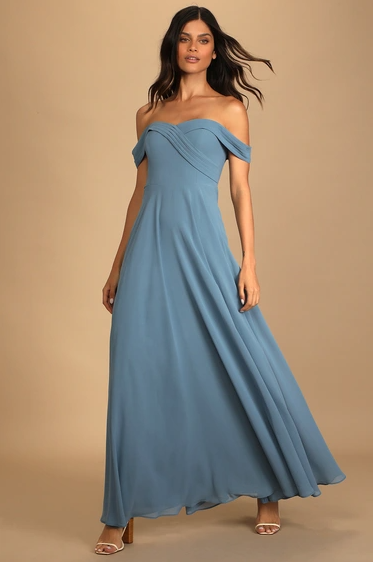 blue floor length formal dress