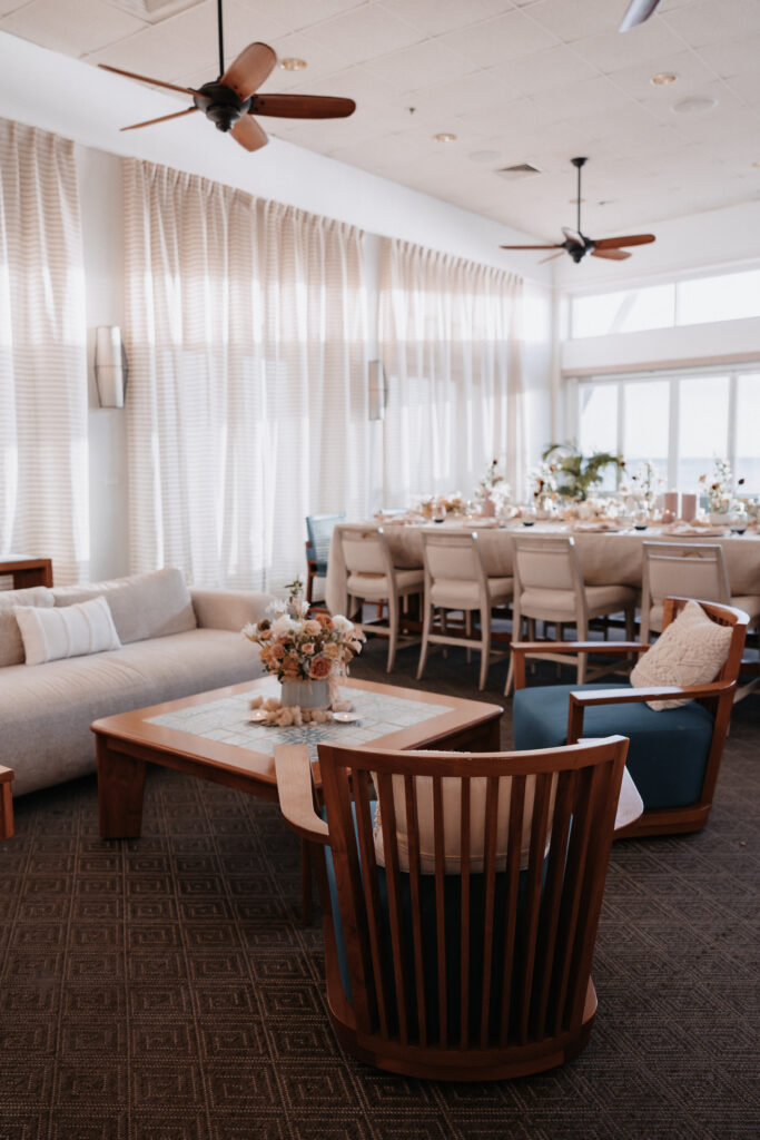 The hau tree honolulu restaurant evoking european coastal vibes for this reception dinner